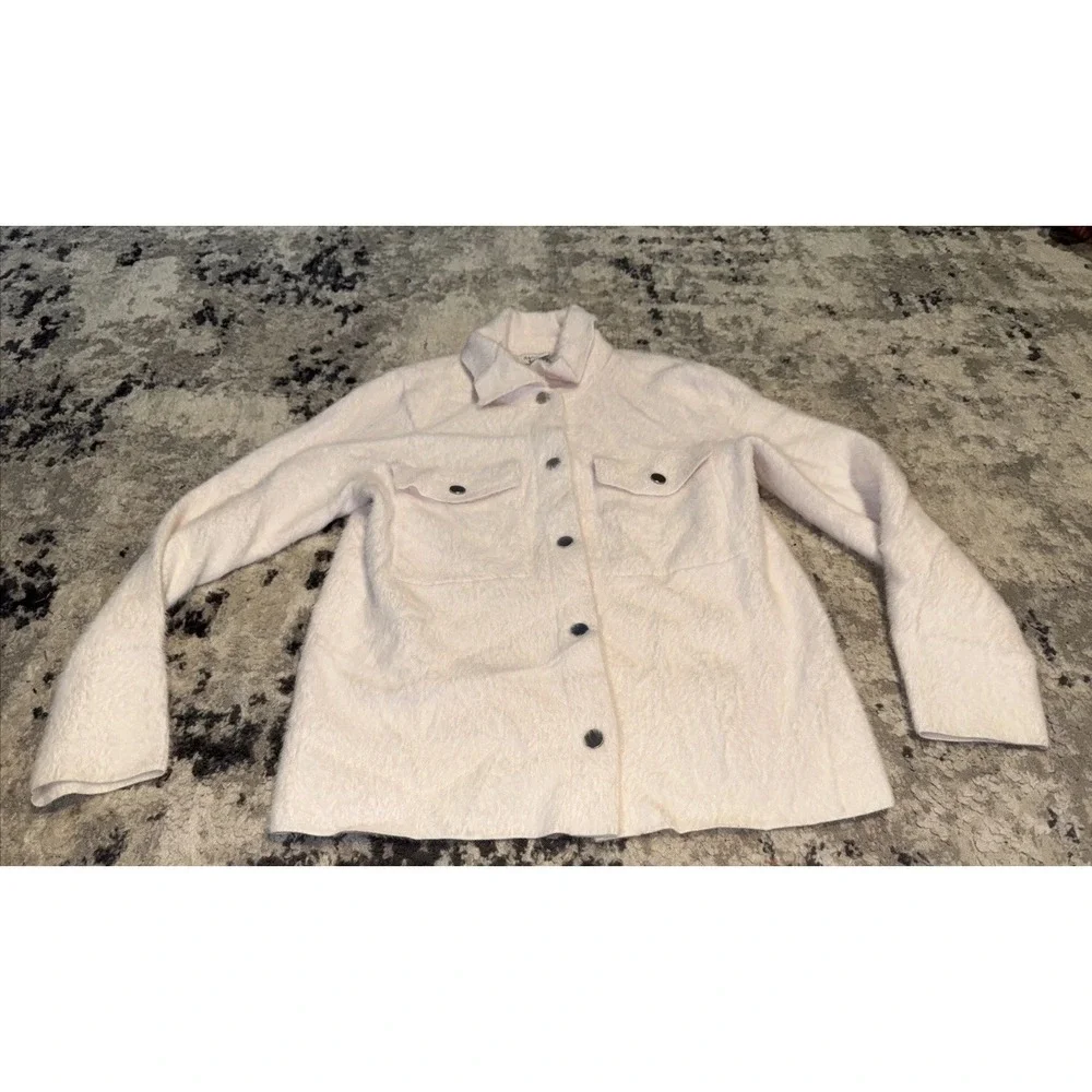 Rachel Zoe Women's Sz Large Pinkish Soft Teddy Snap Front Jacket